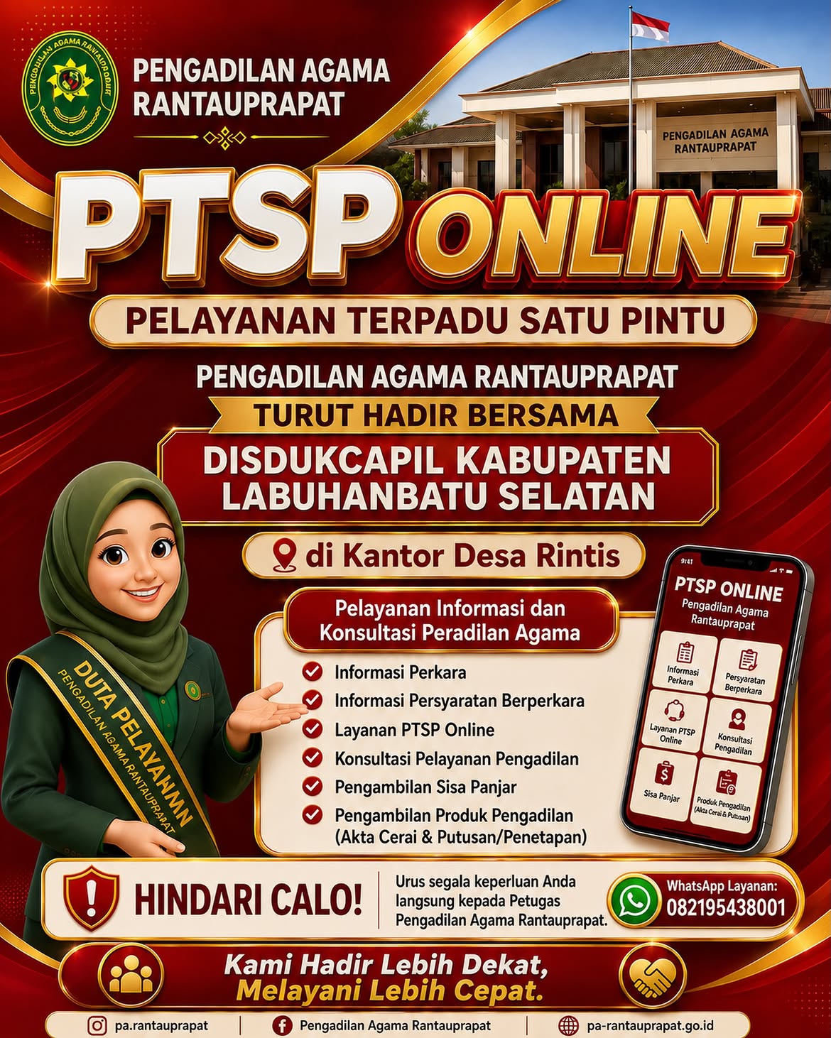  PTSP ONLINE HADIR LEBIH DEKAT UNTUK MASYARAKATPengadilan Agama Rantauprapat turut hadir bers