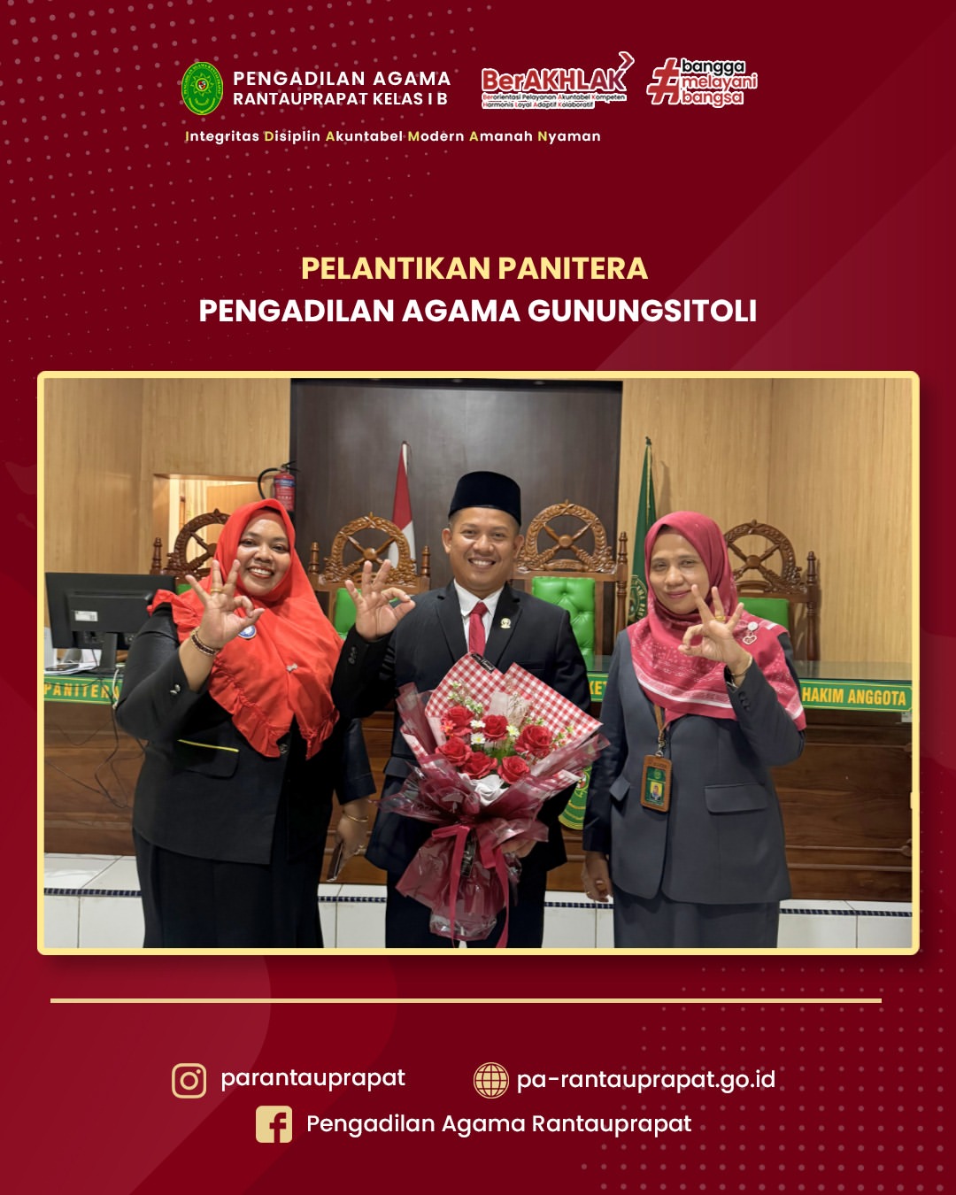 Rantauprapat 15 Juli 2026Selamat dan sukses atas pelantikan Dedy Rikiyandi S.H.I. sebagai Pani 3