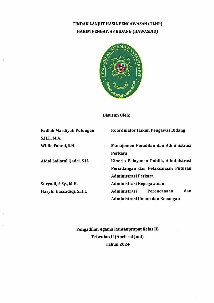 Cover Laporan Pengawasan Internal Triwulan II Tahun 2024
