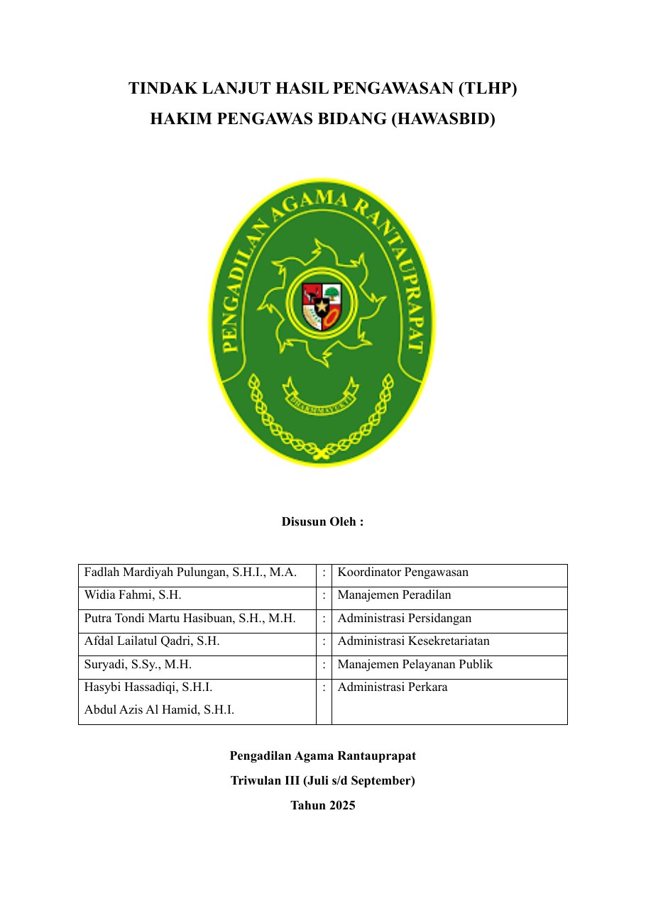 Cover Laporan Pengawasan Internal Triwulan III Tahun 2025