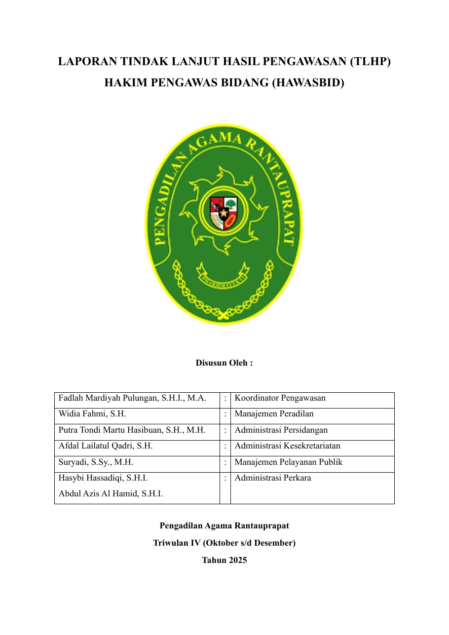 Cover Laporan Pengawasan Internal Triwulan IV Tahun 2025