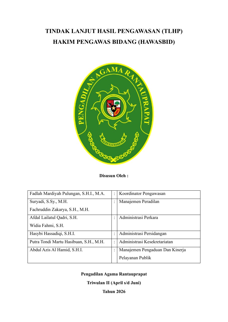 Cover Laporan Pengawasan Internal Triwulan II Tahun 2026